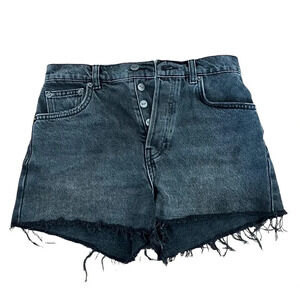 Reformation Black Raw Hem Denim Shorts 25
